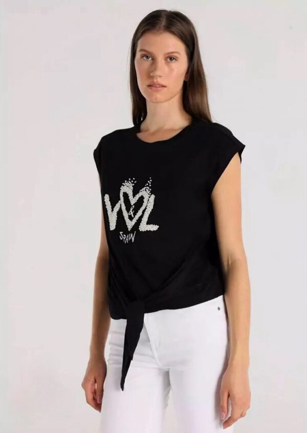 Camiseta anudada con logo de perlas - Imagen 2