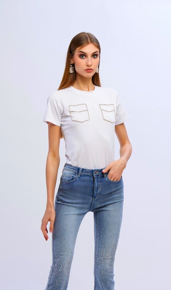 Camiseta con bolsos strass - Imagen 2
