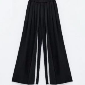 Pantalón negro con raya interna marfil