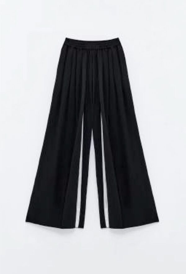 Pantalón negro con raya interna marfil
