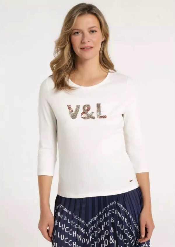 Camiseta crudo con pedrería