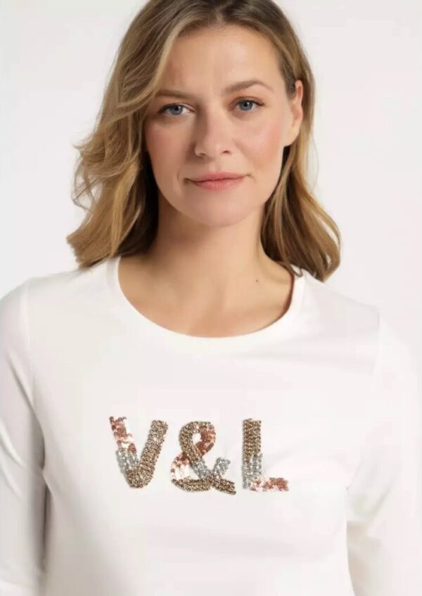 Camiseta crudo con pedrería - Imagen 2
