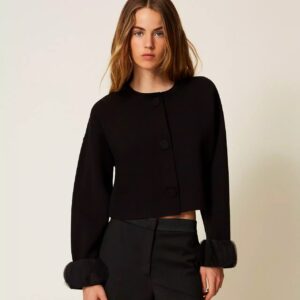 Chaqueta de punto con organza