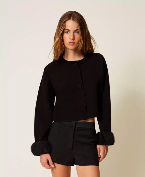 Chaqueta de punto con organza