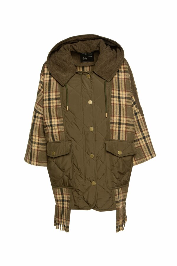 Abrigo-poncho de cuadros con flecos - Imagen 8