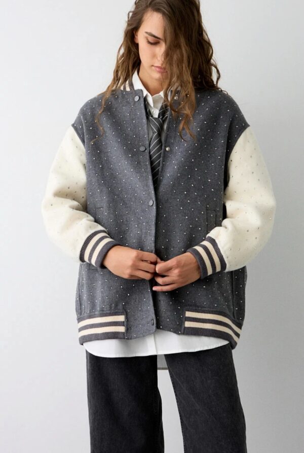 Bomber bicolor, con strass - Imagen 2