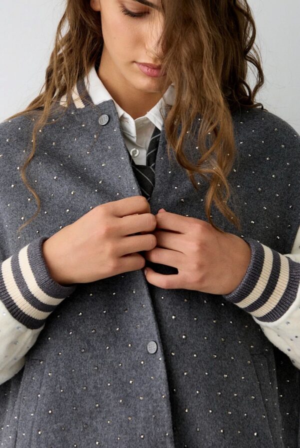 Bomber bicolor, con strass - Imagen 3