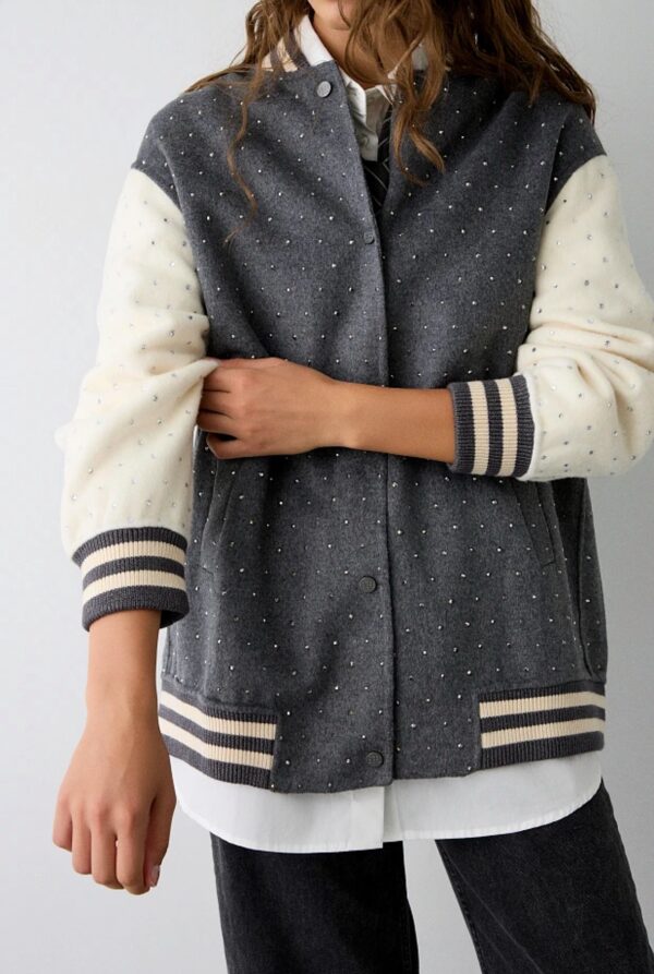 Bomber bicolor, con strass - Imagen 4