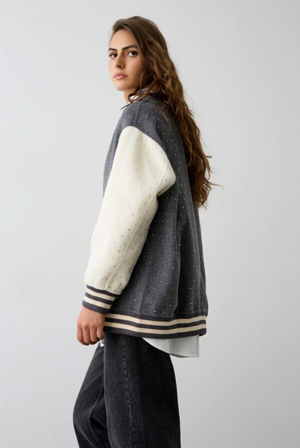 Bomber bicolor, con strass - Imagen 5