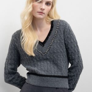 Jersey de pico con strass