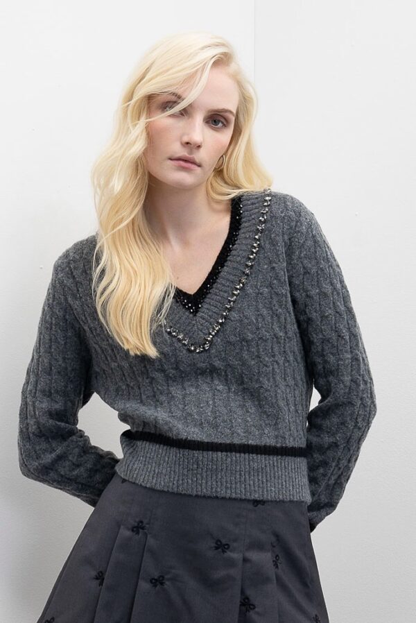 Jersey de pico con strass