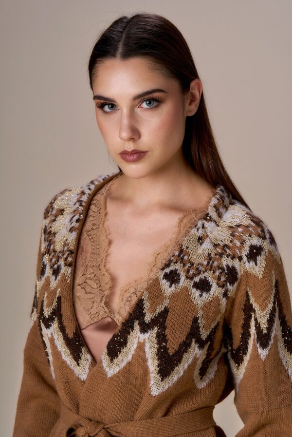 Chaqueta de grecas con cinturón - Imagen 3
