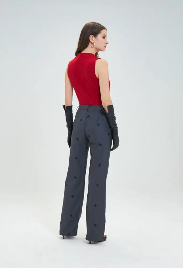 Pantalón gris bordado ribbon - Imagen 2