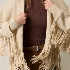 Chaqueta de flecos beige