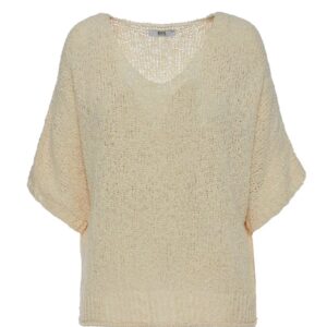 Jersey de pico beige de manga francesa