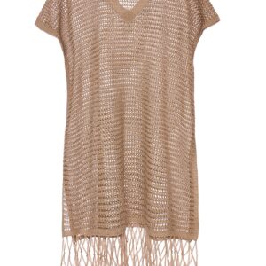 Poncho dorado con flecos