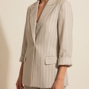 Blazer de raya diplomática beige