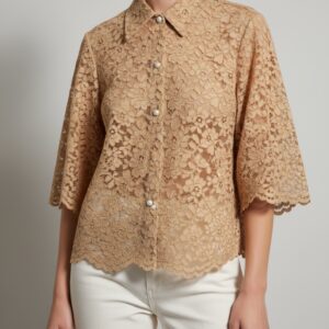 Camisa de encaje camel