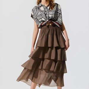 Falda de volantes marrón