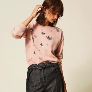 Jersey rosa con pedrería